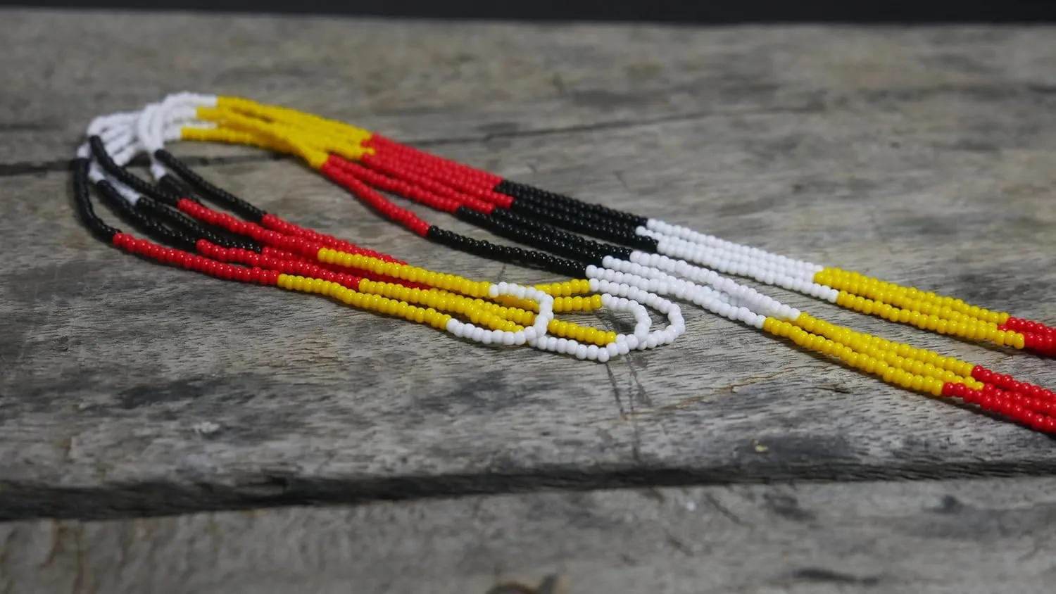 Native American Style Layered Beaded Medallion Necklace - Handmade Seed Bead Tribal Ethnic Necklace MN-25-33