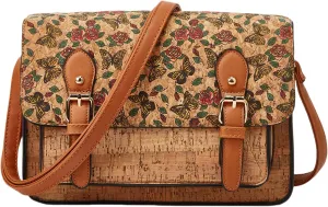 Natural CORK Vintage Crossbody Messenger Bag Satchel Purse Handbag Briefcase for Women