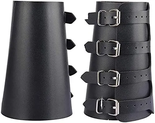 Nautical-Mart Leather Gauntlet Wristband Medieval Bracers Wrist Band Buckle Wide Bracer Arm Armor Cuff