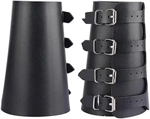 Nautical-Mart Leather Gauntlet Wristband Medieval Bracers Wrist Band Buckle Wide Bracer Arm Armor Cuff