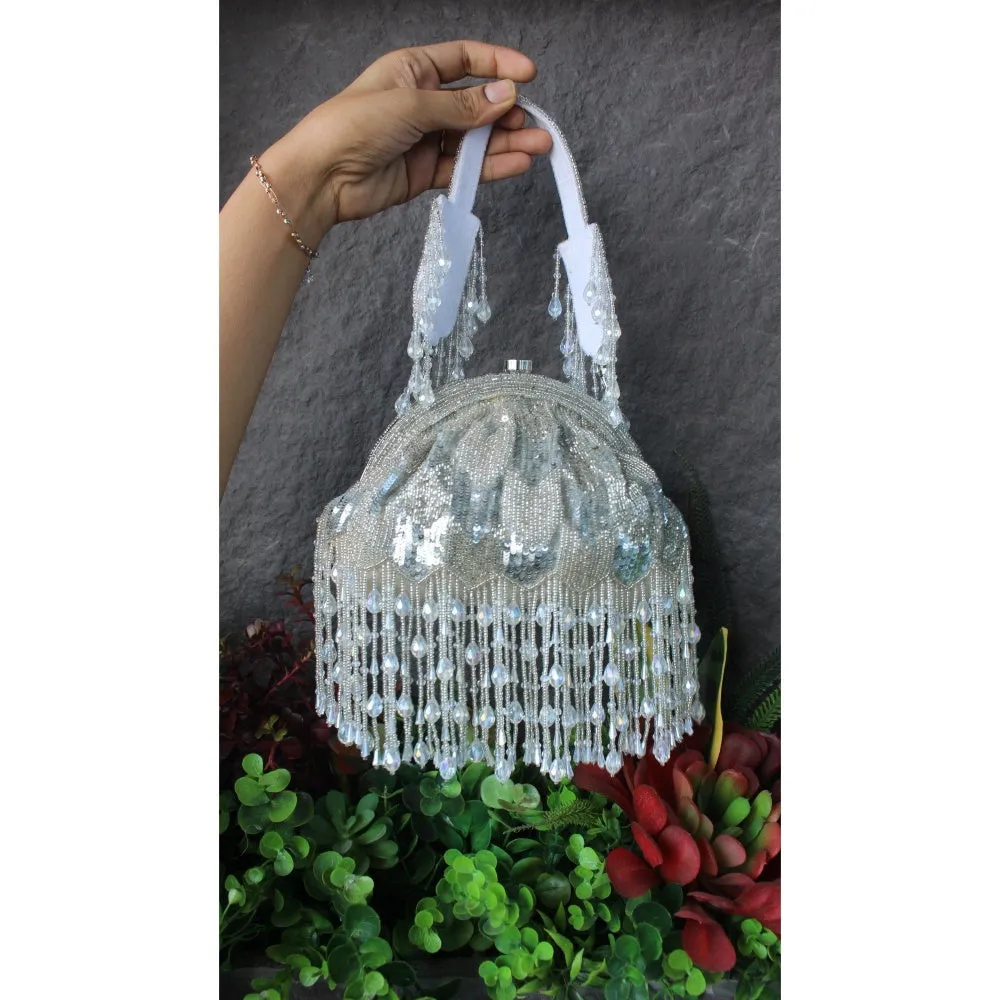 Nayaab by Sonia Symphony Rising Sparkle Blue Clutch for Women
