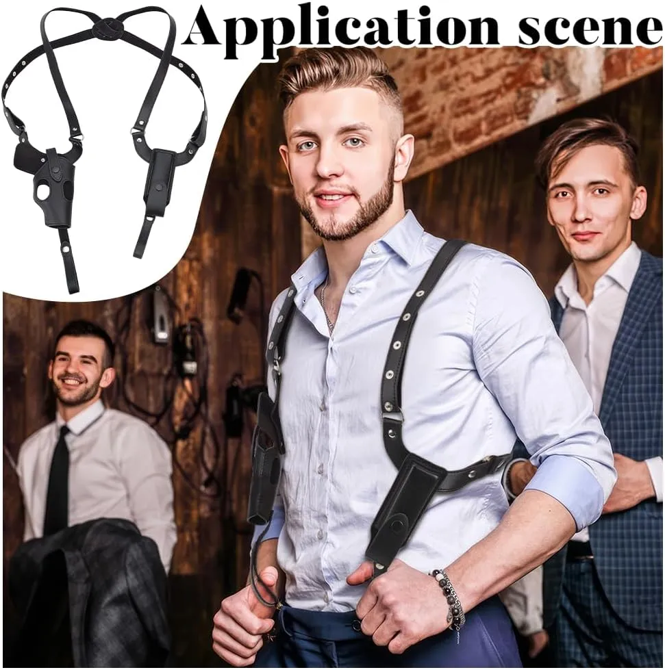 NBEADS Shoulder Holster, Adjustable Vertical Gun Holster with Magazine Pouch Double Magazine Pouch Concealed Carry Shoulder Holster