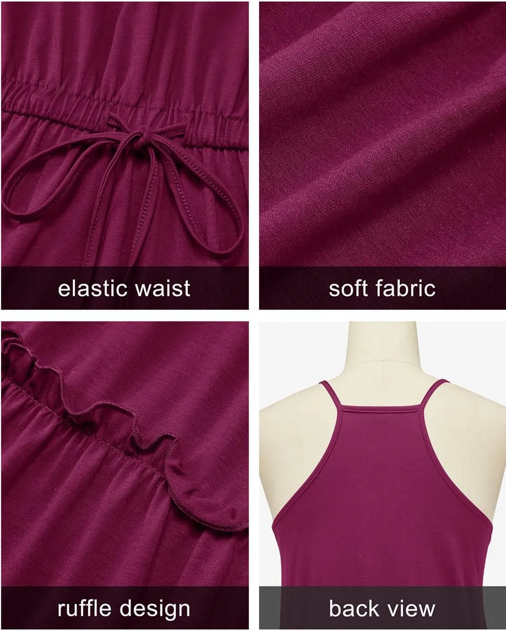 Newshows Women's 2025 Summer Dress Spaghetti Strap Casual Boho Beach Vacation Outfits Drawstring Ruffle Hem Sundress Trendy