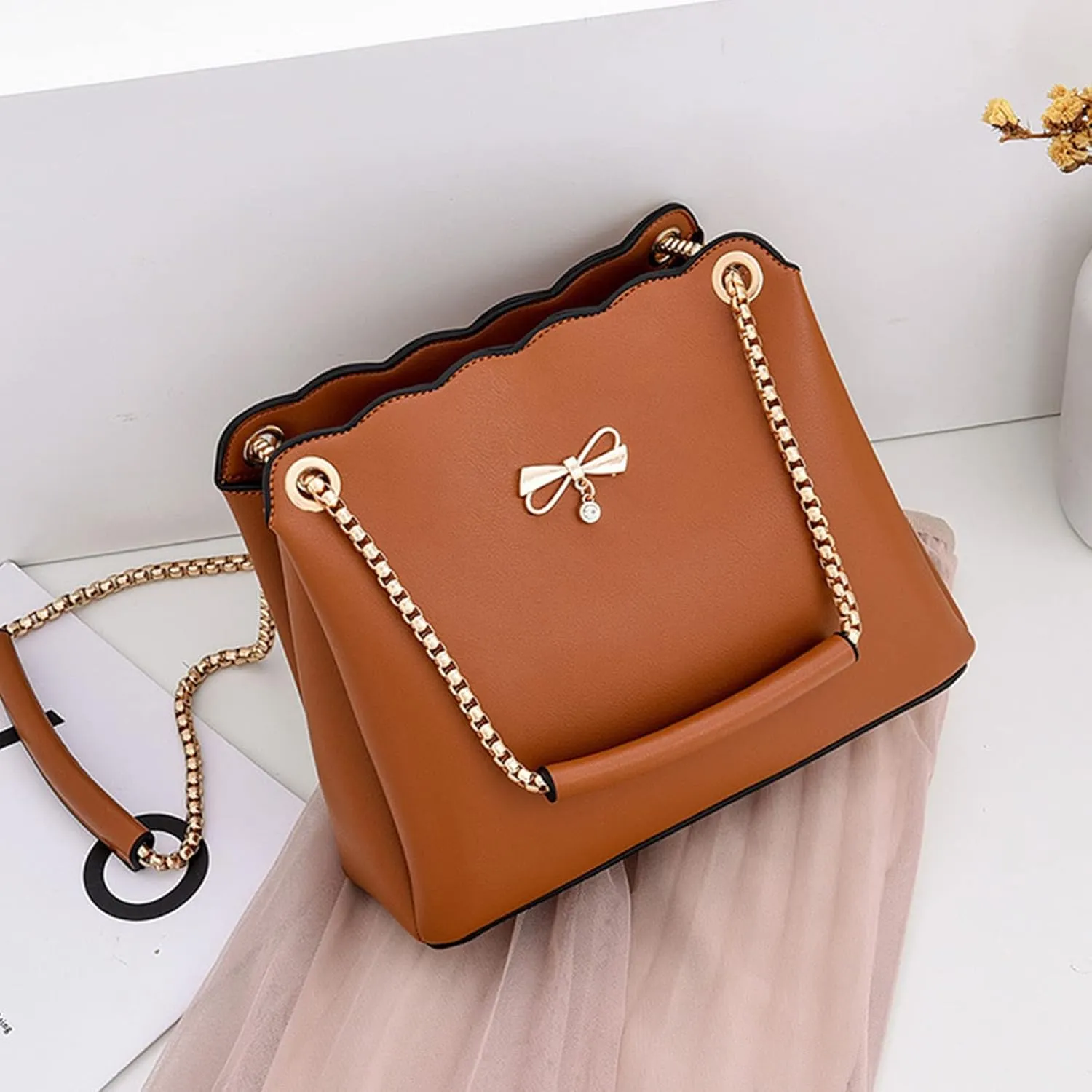 NICOLE & DORIS Small Handbags Shoulder Bag for Women Satchel Handbags PU Leather Clutch Bags Ladies Underarm Bag with Chain