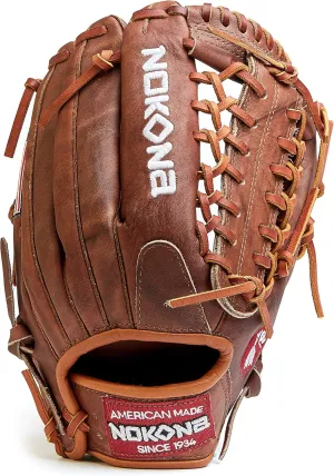 Nokona W-1275M Handcrafted Walnut Baseball and Softball Glove - Modified Web for Outfield Positions, Adult 12.75 Inch Mitt, Made in The USA