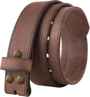 NPET Men's Full Grain Leather Belt Vintage Distressed Style with Snap-On Strap 1 1/2" Wide without Buckle