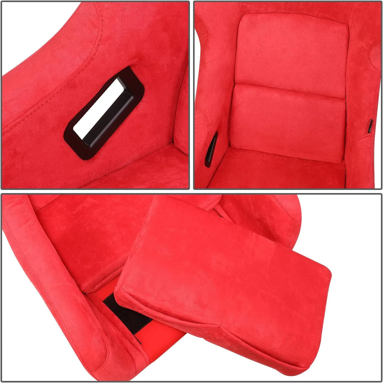 NRG Innovations NRG-FRP-302RD-ULTRA Prisma Fixed Back Bucket Racing Seat W/Bottom Mount, Washed Up Light Red Seat/Gold Sparkle Back