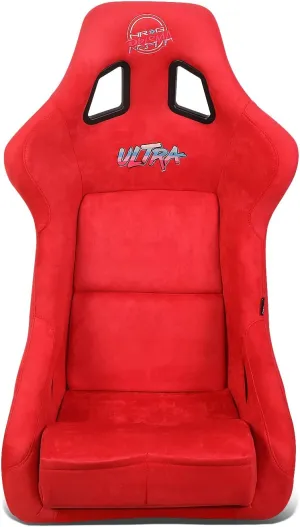 NRG Innovations NRG-FRP-302RD-ULTRA Prisma Fixed Back Bucket Racing Seat W/Bottom Mount, Washed Up Light Red Seat/Gold Sparkle Back
