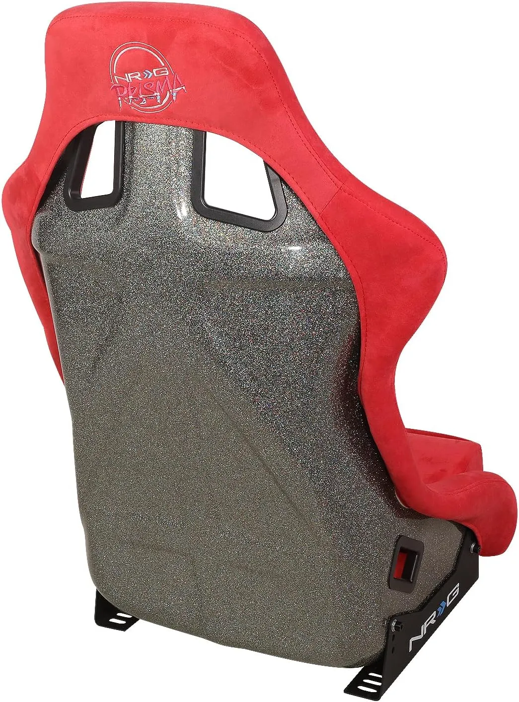 NRG Innovations NRG-FRP-302RD-ULTRA Prisma Fixed Back Bucket Racing Seat W/Bottom Mount, Washed Up Light Red Seat/Gold Sparkle Back