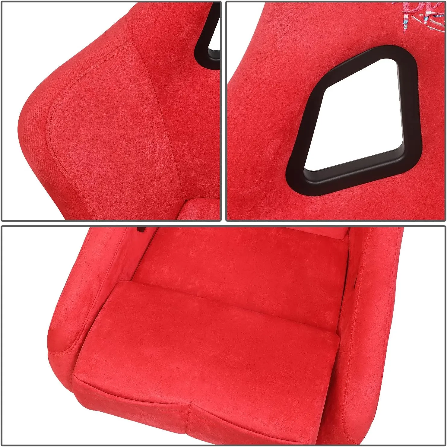 NRG Innovations NRG-FRP-302RD-ULTRA Prisma Fixed Back Bucket Racing Seat W/Bottom Mount, Washed Up Light Red Seat/Gold Sparkle Back