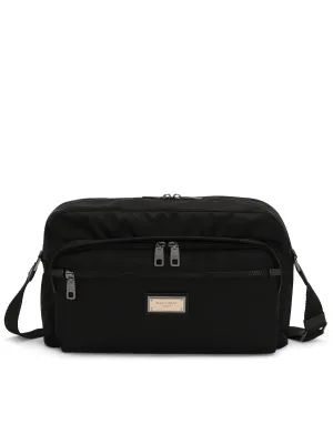 Nylon and calfskin nappa Nero Sicilia DNA bag
