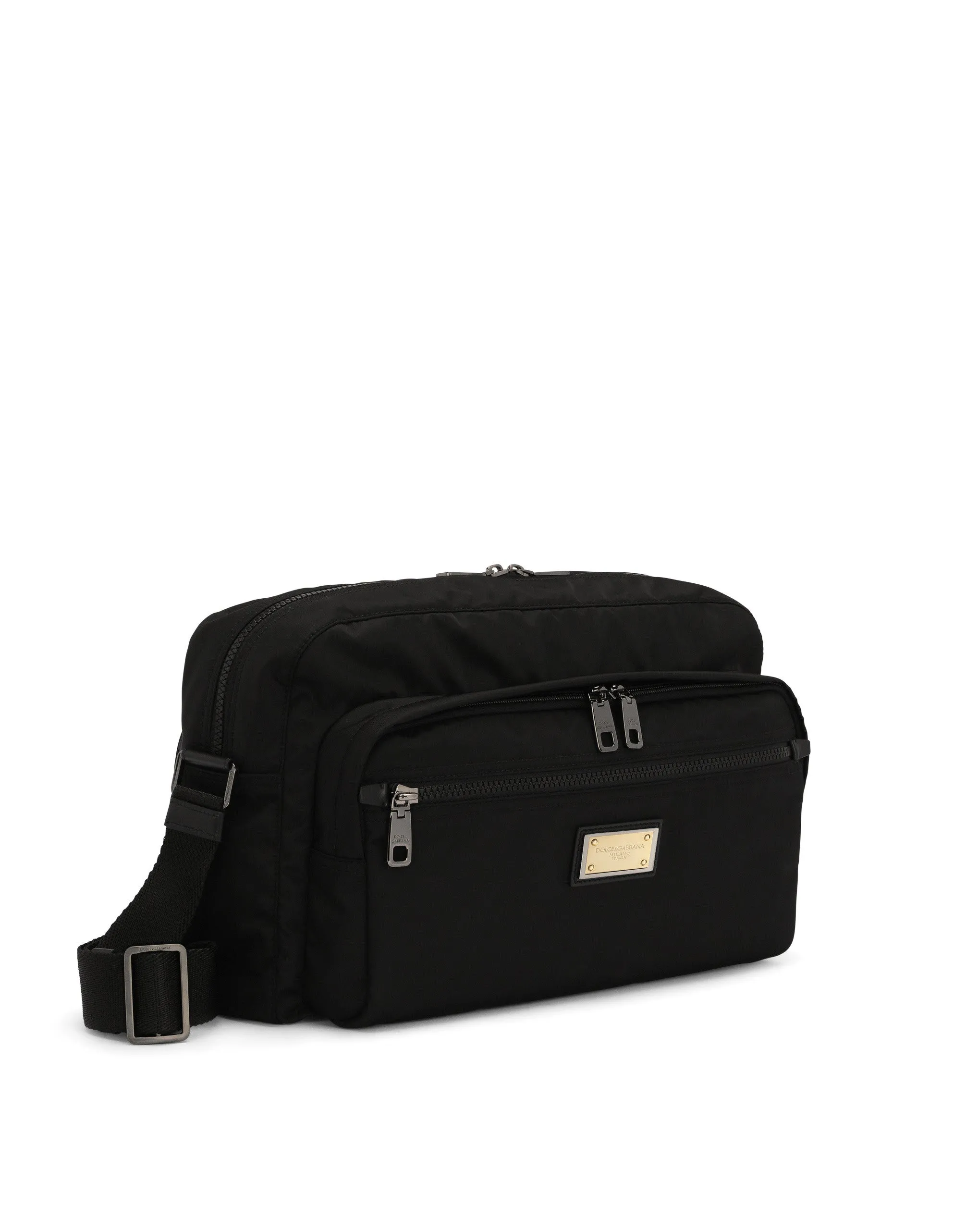 Nylon and calfskin nappa Nero Sicilia DNA bag