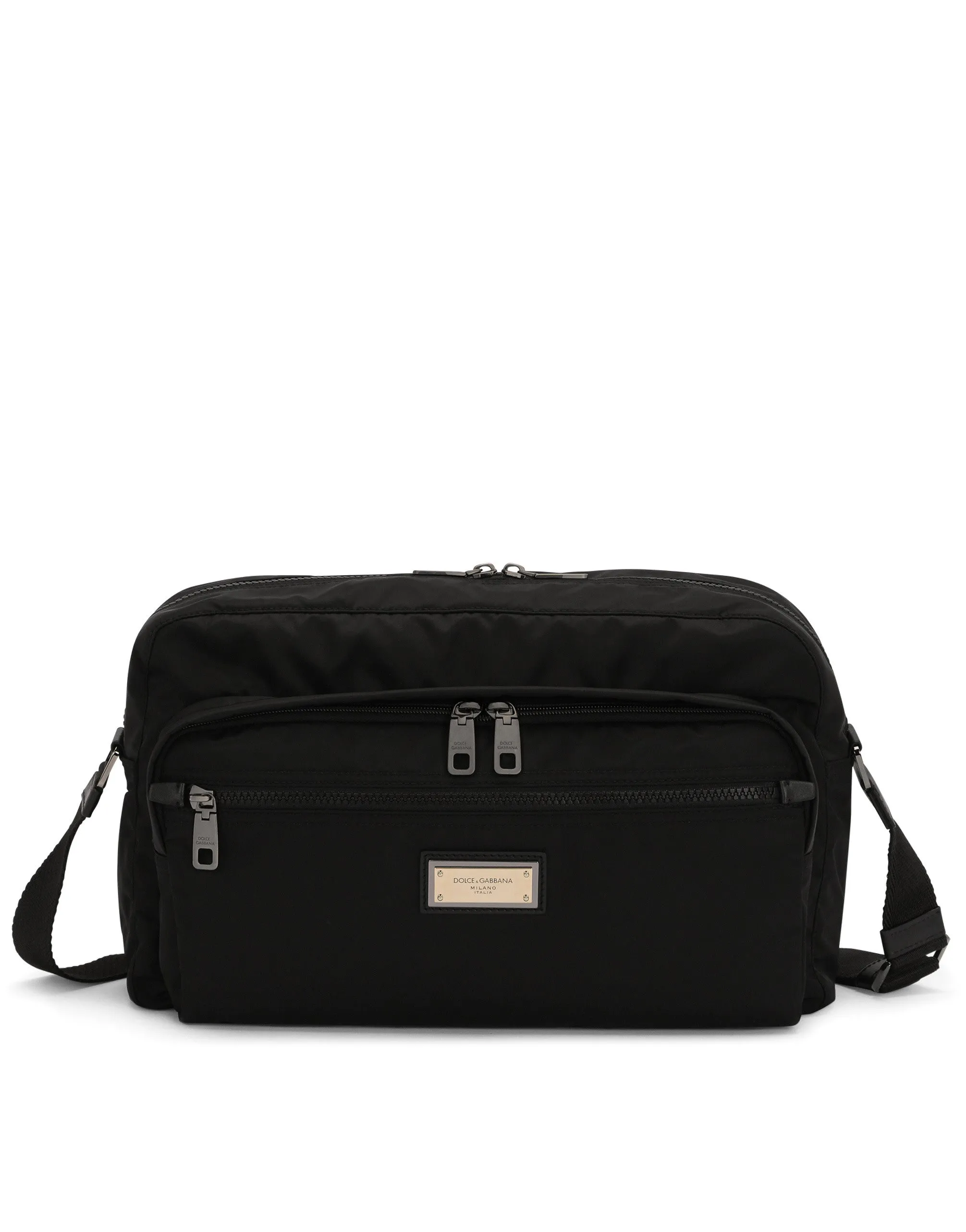 Nylon and calfskin nappa Nero Sicilia DNA bag