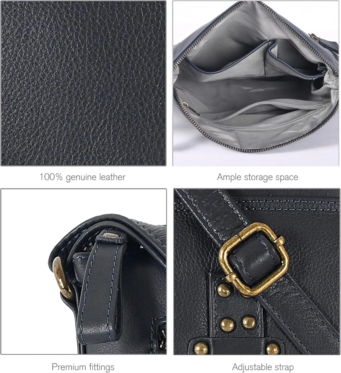 Oak Leathers Leather Crossbody Bag For Women With Adjustable Sling Strap - Medium Size Crossover Shoulder Handbag Purse