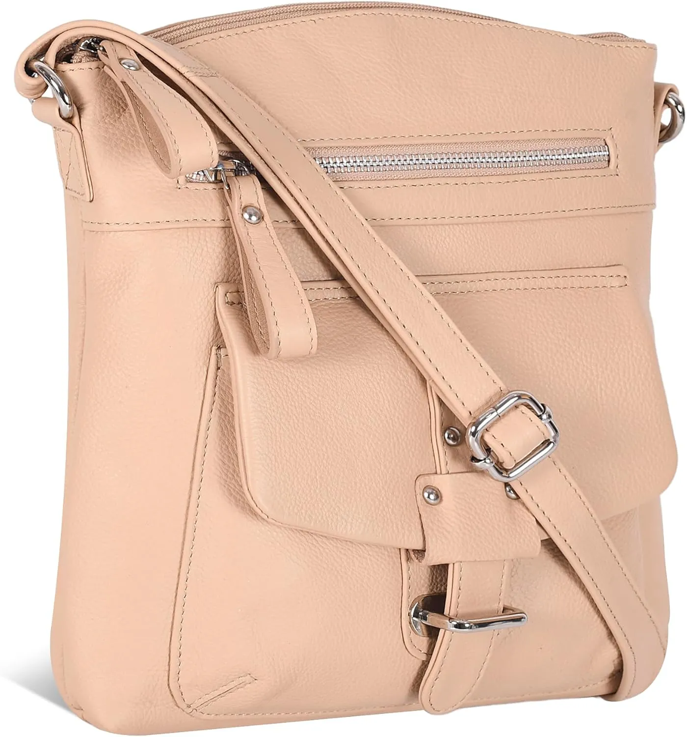 Oak Leathers Leather Crossbody Bag For Women With Adjustable Sling Strap - Medium Size Crossover Shoulder Handbag Purse