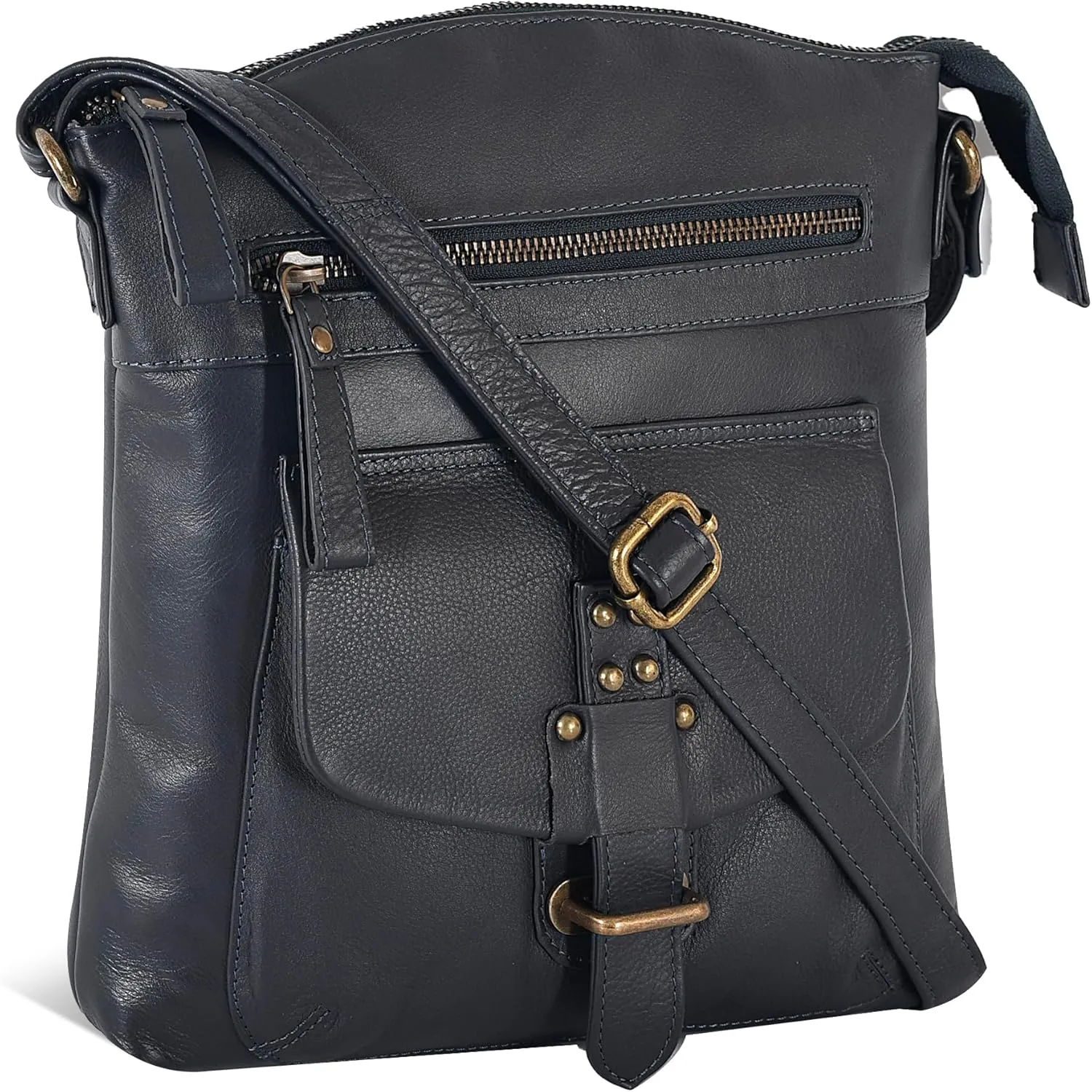 Oak Leathers Leather Crossbody Bag For Women With Adjustable Sling Strap - Medium Size Crossover Shoulder Handbag Purse