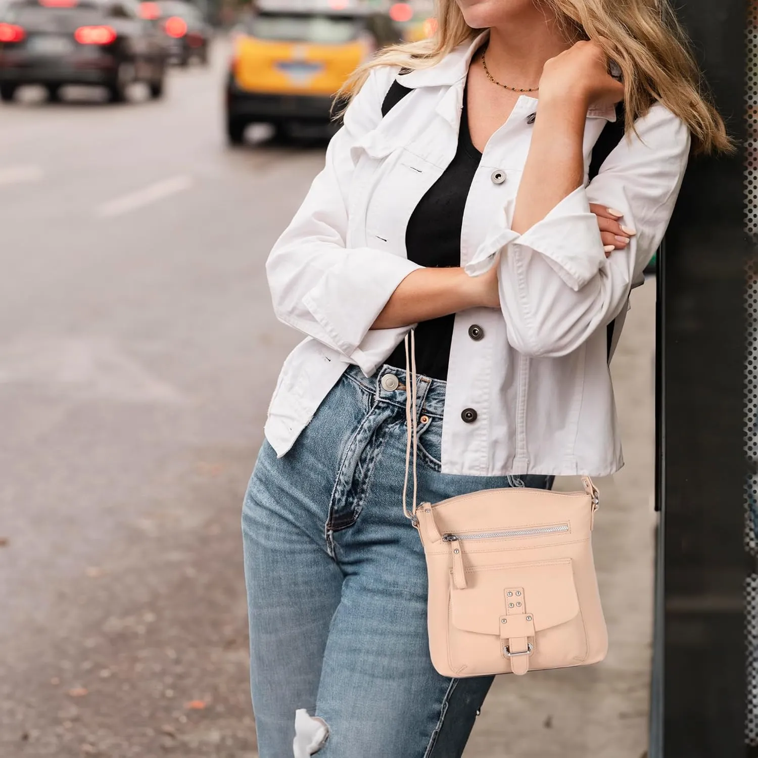 Oak Leathers Leather Crossbody Bag For Women With Adjustable Sling Strap - Medium Size Crossover Shoulder Handbag Purse