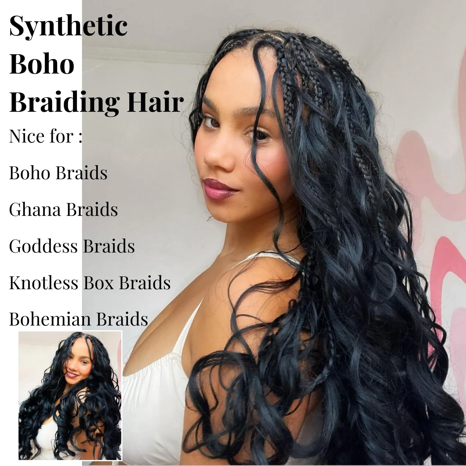 Ombre Blonde Braiding Hair Pre Stretched for Boho Braids 27/613 Hypoallergenic Synthetic Curly Boho Braiding Hair EZ Braid Pre Stretched for Bohemian Braids