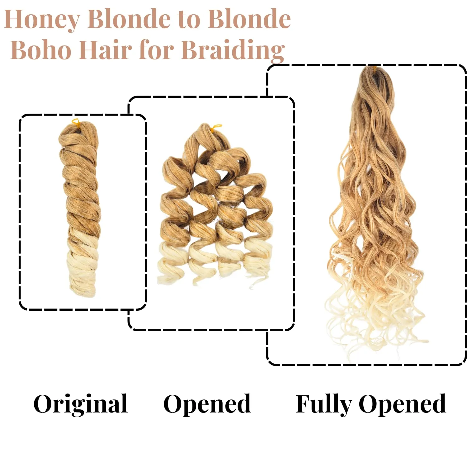 Ombre Blonde Braiding Hair Pre Stretched for Boho Braids 27/613 Hypoallergenic Synthetic Curly Boho Braiding Hair EZ Braid Pre Stretched for Bohemian Braids