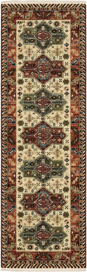 Oriental Weavers Lilihan Wool Blend Area Rug - 8022R - 2' x 6' - in Red/Multi - Southwestern Lodge Style, Wool Blend, Entryway, Hallway Runner Rug