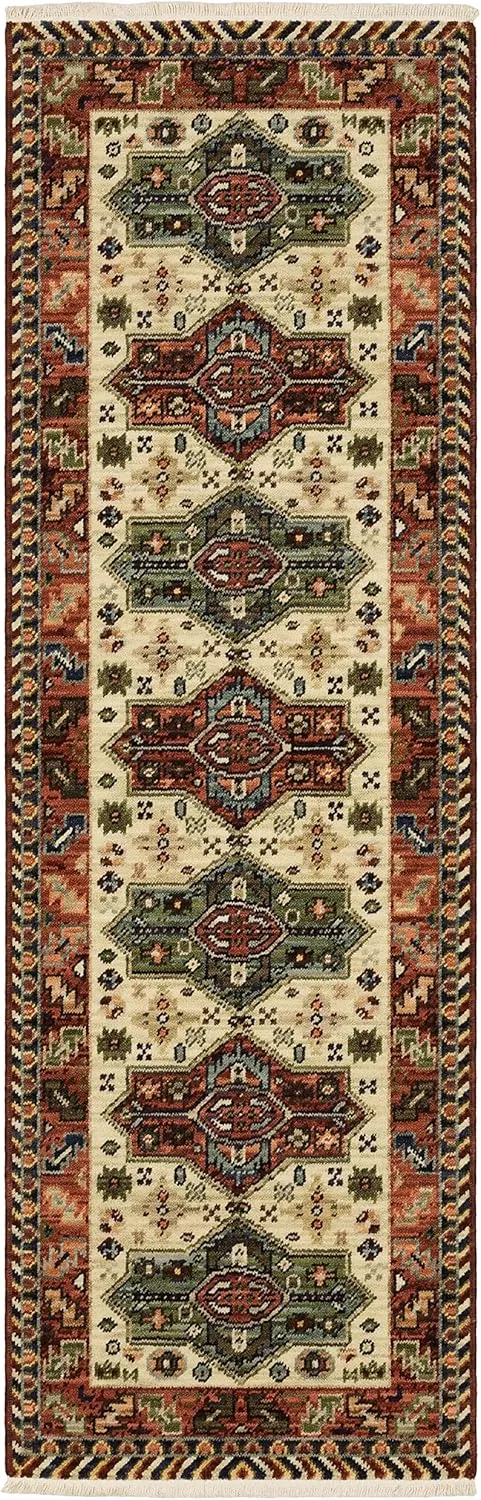 Oriental Weavers Lilihan Wool Blend Area Rug - 8022R - 2' x 6' - in Red/Multi - Southwestern Lodge Style, Wool Blend, Entryway, Hallway Runner Rug