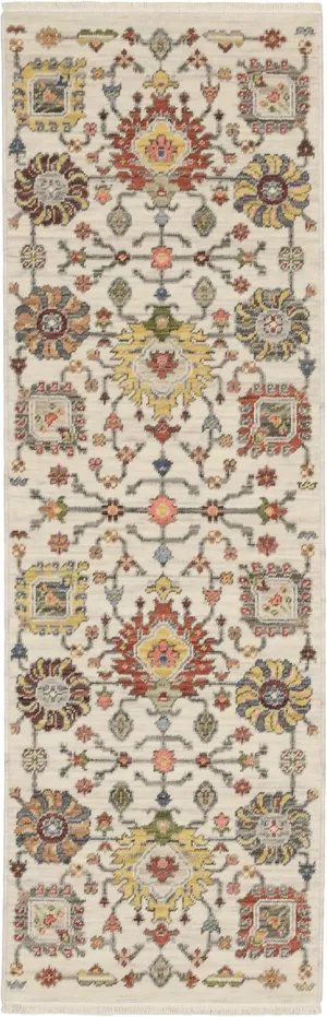 Oriental Weavers Lucca Wool Blend Area Rug - 8111W - 2' x 6' - in Ivory/Multi - Vintage Inspired, Wool Blend, Entryway, Hallway Runner Rug