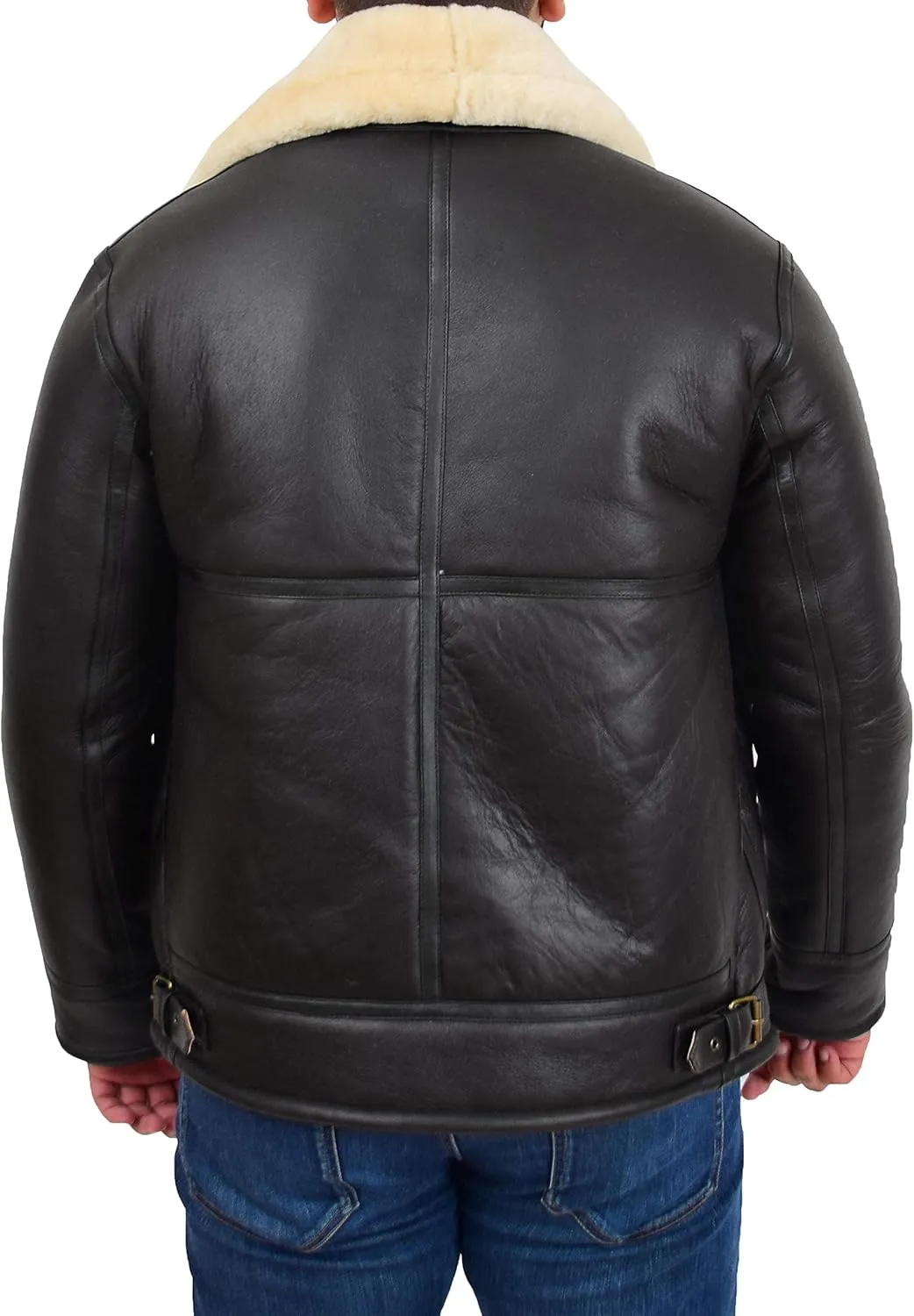 Original Sheepskin Flying Jacket For Men B3 Bomber Aviator Pilots Shearling Coat Raptor