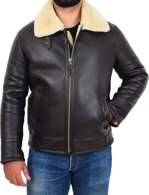 Original Sheepskin Flying Jacket For Men B3 Bomber Aviator Pilots Shearling Coat Raptor