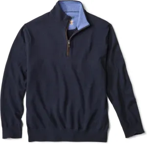 Orvis Merino Wool Quarter Zip Pullover 2.0 - Soft Merino Wool Sweater for Men with Faux Suede Binding and Rib-Knit Trim