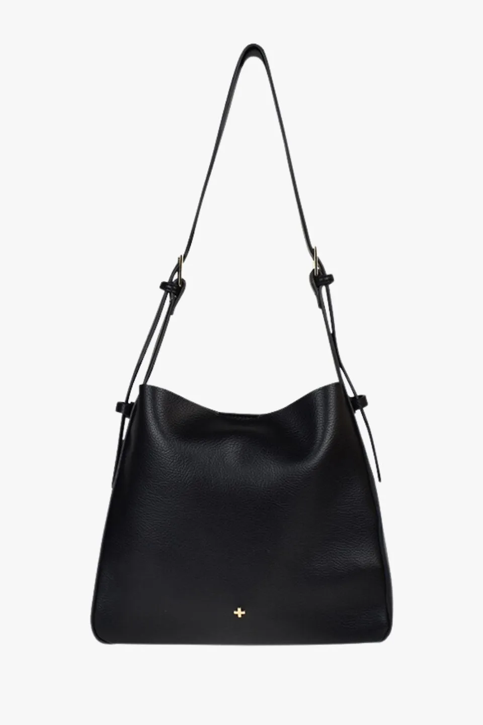 Otto Black Grain Vegan Leather Slouch Bucket Bag
