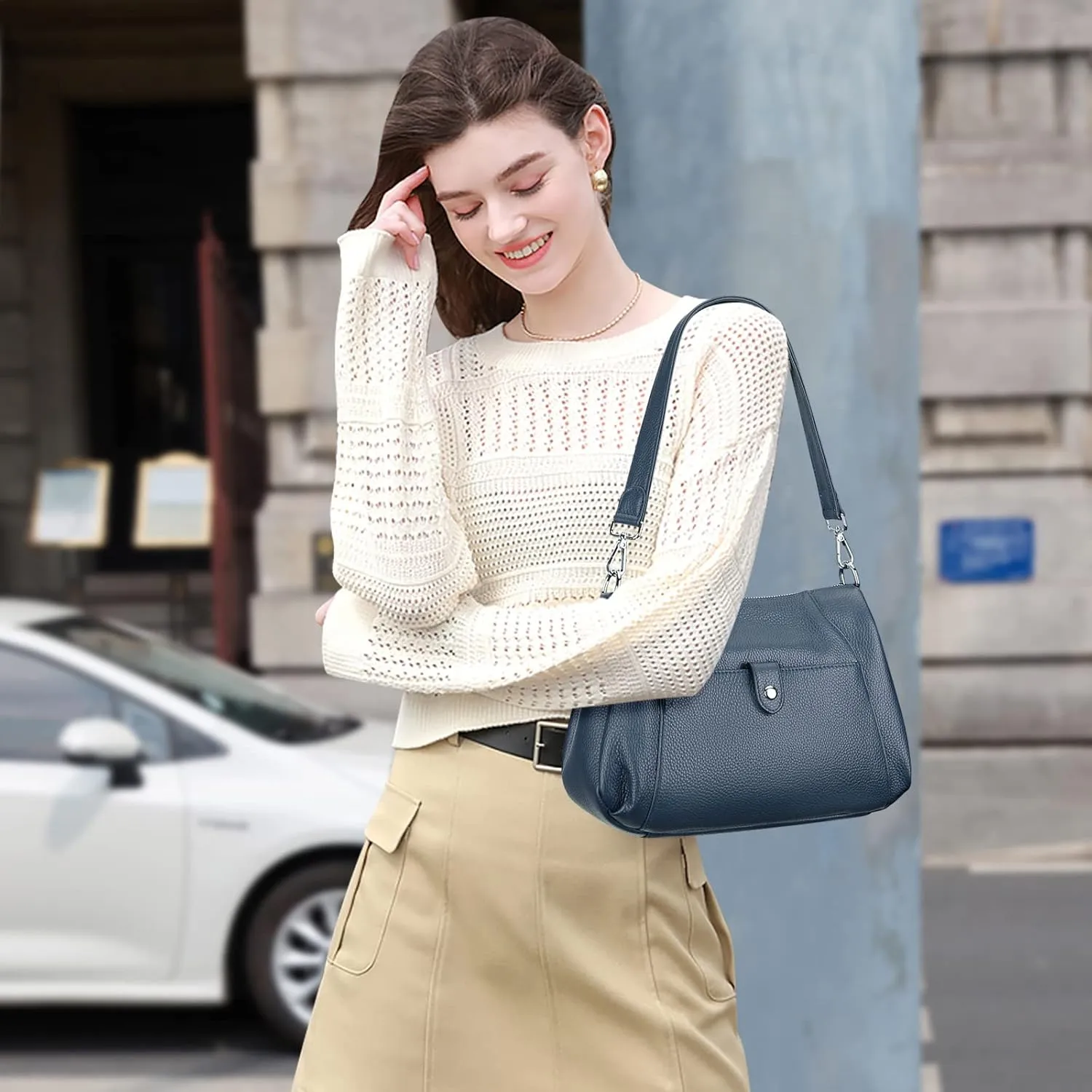 Over Earth Genuine Leather Small Hobo Crossbody Bags for Women Shoulder Purses and Handbags