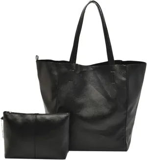 Oversized Work Tote Bag for Women Soft PU Leather Shoulder Satchel Messenger Bag Handbag Travel Purse 2pcs