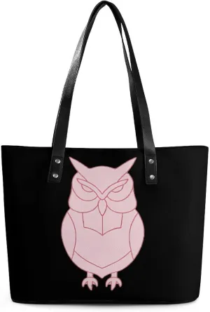 Owl Bird Women's Tote Shoulder Bag Handbag Top Handle Leather 29 * 34 * 14cm