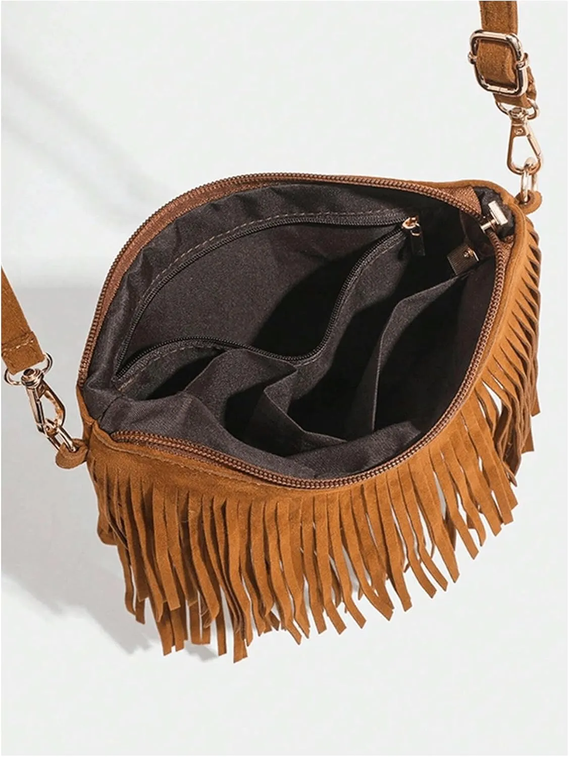 OYOANGLE Women's Fringe Hobo Western Crossbody Bags Leather Country Everyday Shoulder Bag