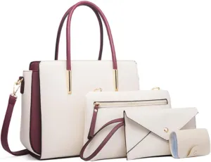 Pahajim Womens Purses and Handbags Set 4pcs Satchel Bags Tote Bags Shoulder Bags Tote Purses for Women