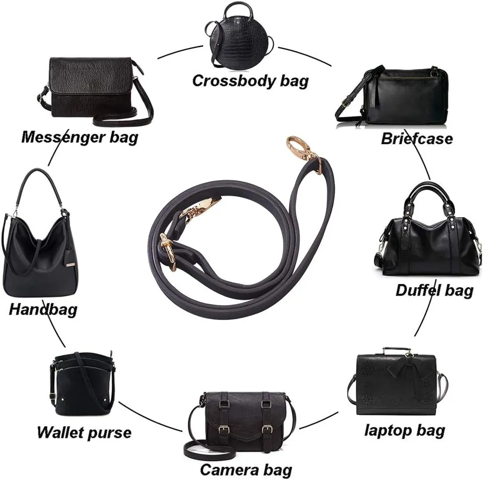 PandaHall DIY PU Leather Bag Knitting Set, Leather Bottom/26' Shoulder Strap/Bag Twist Lock/Flap Cover/Buckles for Crochet Handbag Tote, Black (7 Accessories)