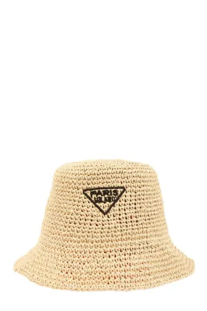 Paris Embroidery Straw Bucket Hat