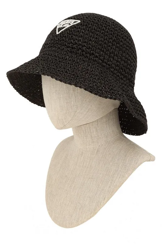Paris Embroidery Straw Bucket Hat