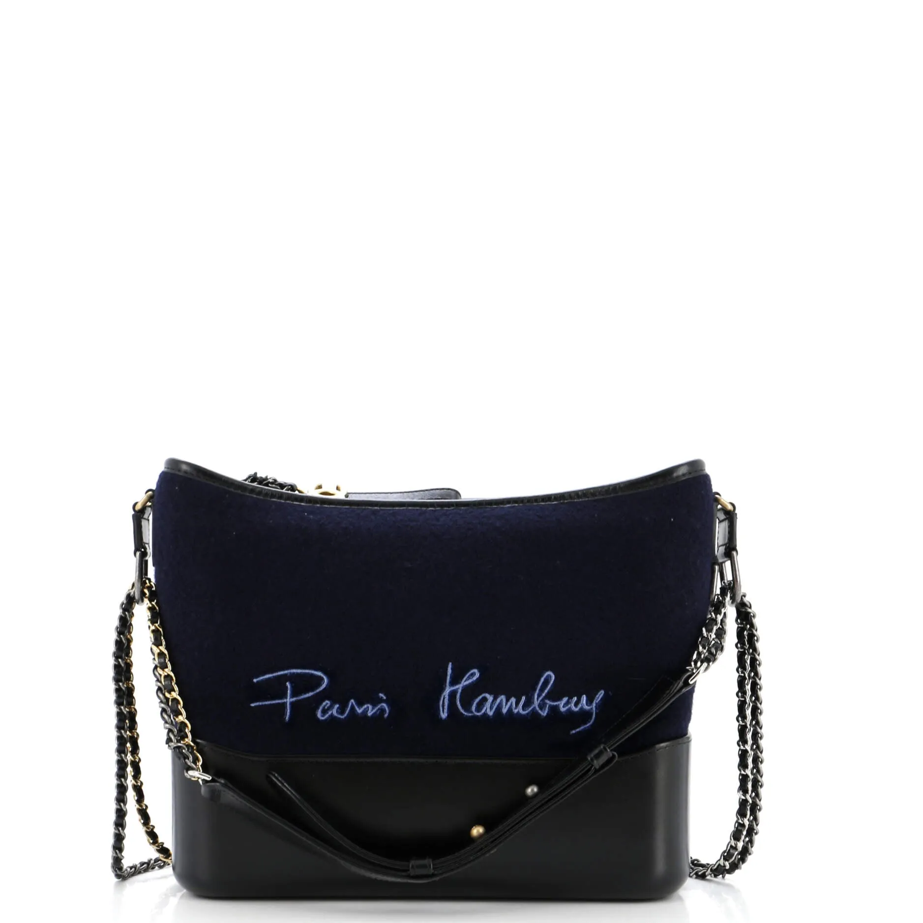 Paris-Hamburg Gabrielle Hobo Embroidered Wool and Calfskin Medium