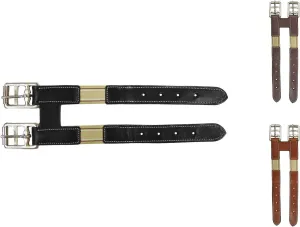 Paris Tack English Leather Elastic Girth Extender with Stainless Steel Roller Buckles and Double Layer Elastic. 1 year Warranty.