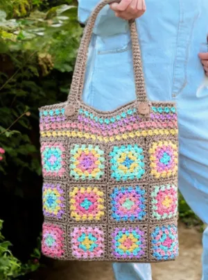 Pastel Granny Squares Tote Bag