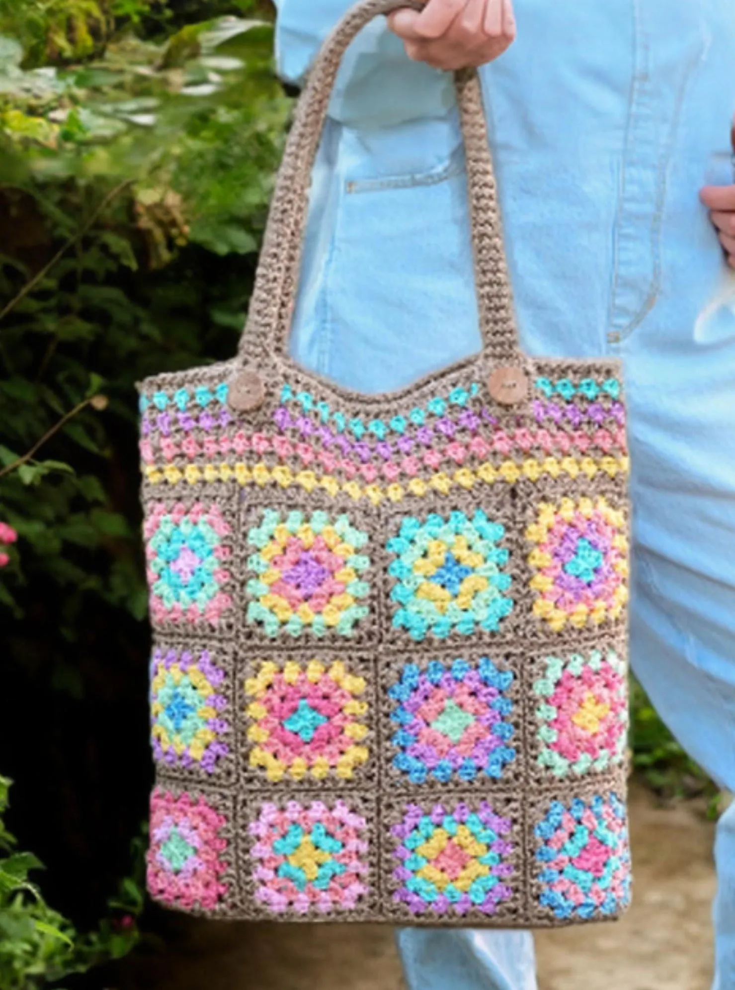 Pastel Granny Squares Tote Bag