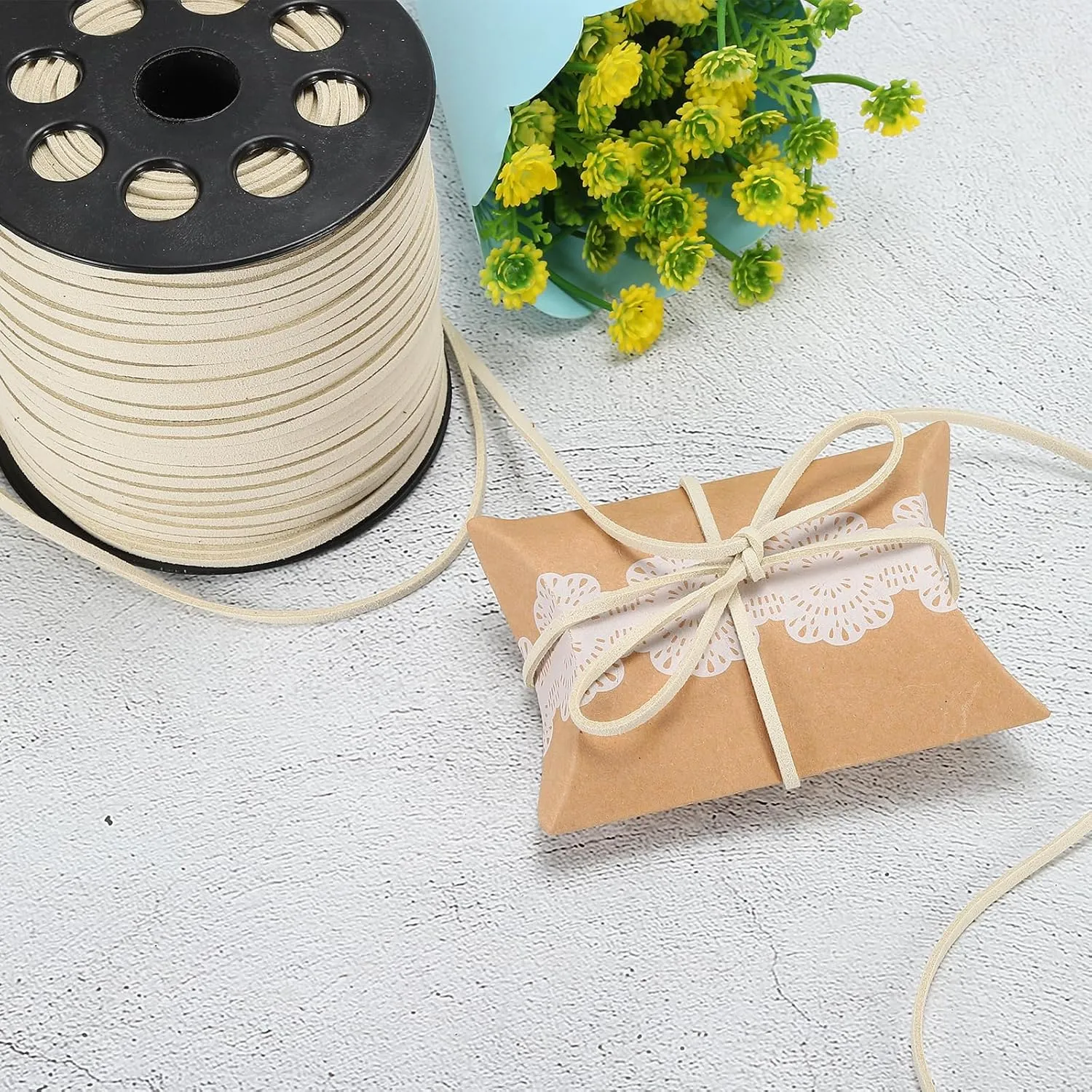 PATIKIL Suede Leather Cord 5 mm 50 Yard, Faux Suede Cord Flat Leather String with Roll Spool for Necklace Bracelet Beading Jewelry Making, Army Green
