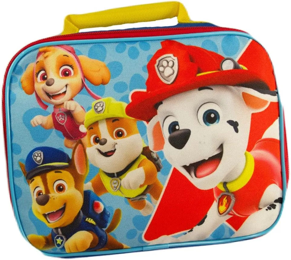 Paw Patrol Backpack for Kids, Book Bag Lunch Box Set, Officially Licensed, Back to School Bags, Personalized Custom Name (Blue Red Action)