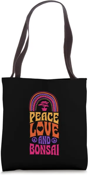 Peace Love And Bonsai Bohemian Rainbow Tote Bag