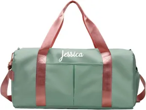Personalised Sports Fitness Duffel Bag Custom Text Embroidery Travel Bag Custom Name Dry Wet Pockets Organizer Storage Bags for Women Men