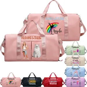 Personalized Duffle Bag Custom Dance Bag with Name Text Travel Bags Customized Printed Photo Picture Gym Bag for Cheerleading Dance Gymnastics Ballet Team, Pink