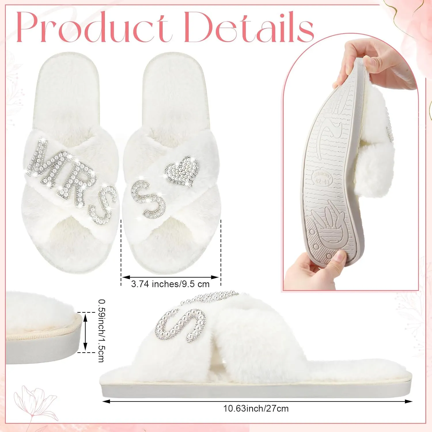 Personalized Initial Bridal Mrs Wedding Slippers Bride Wedding Ceramic Jewelry Tray Mrs White Pearl Letter Makeup Bag Claw Hair Clip Bridal Hair Tie for Women(Letter S)