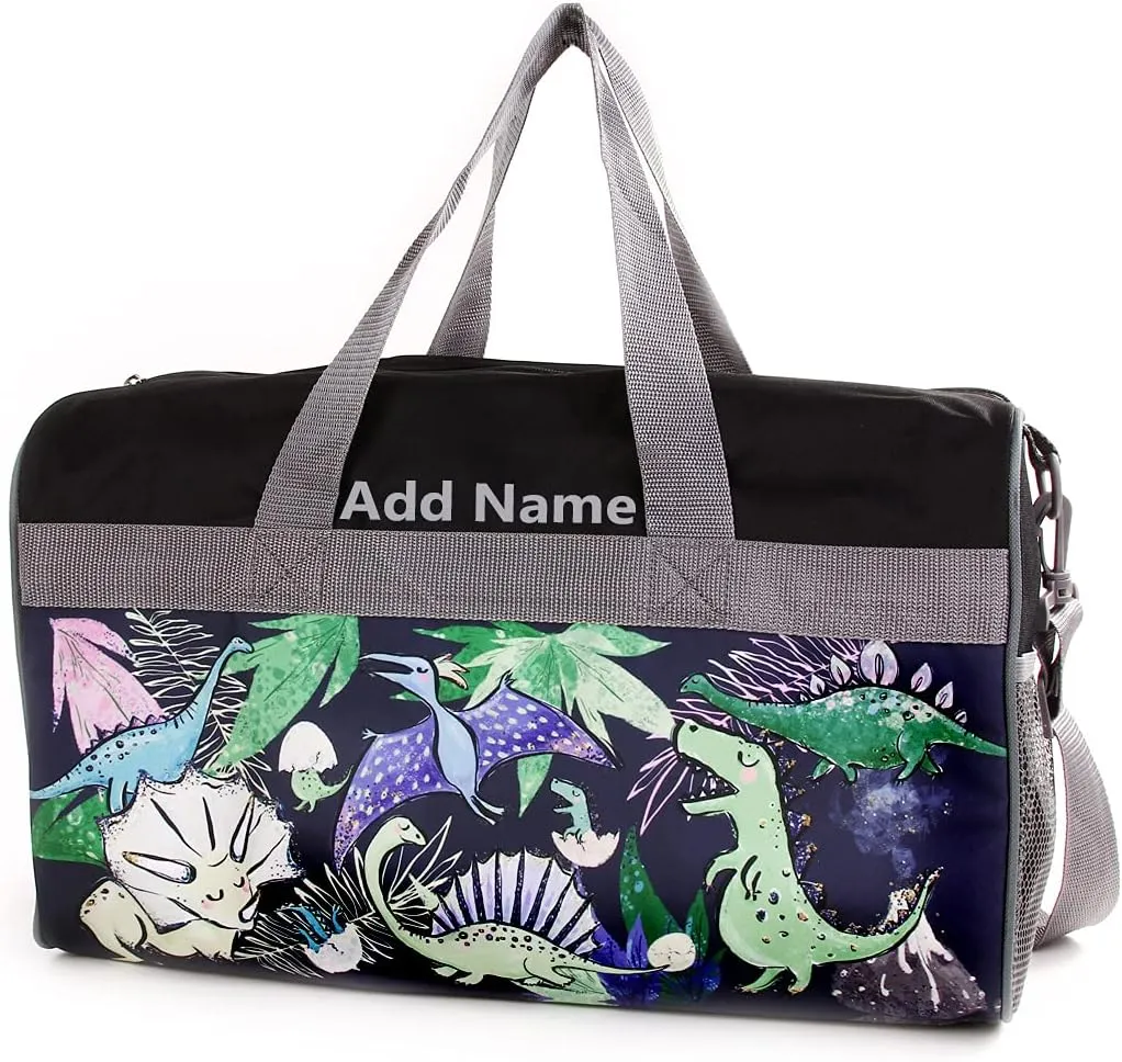 Personalized Kids 18 Inch Duffel Bag for Sports, Travel and Sleepover - Dino