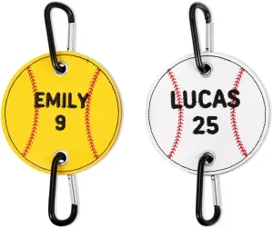 Personalized Name Bag Holder, Embroidered Baseball/Softball Bag Holder, Leather/Acrylic Dugout Organizer, Gift for Sports Lovers/Players/Coaches